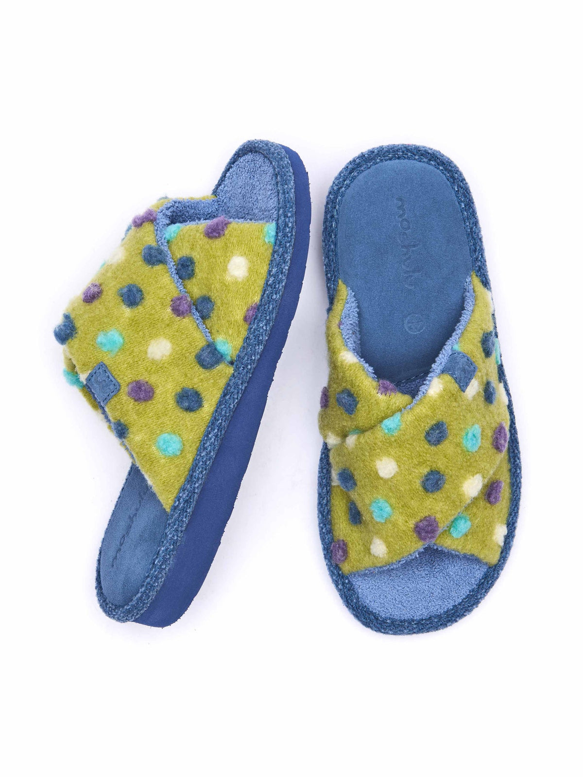 Green spotted slide mule slippers - MALIA SLIDE MATCHA DENIM