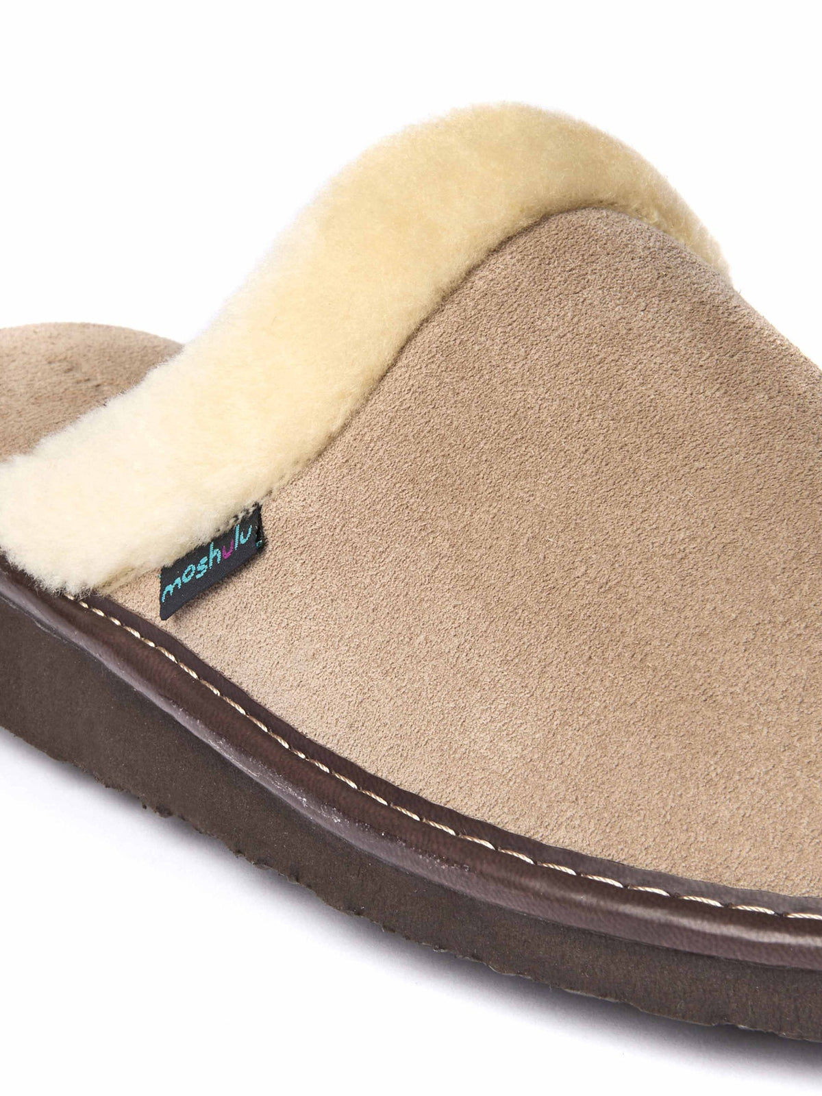 Neutral classic suede mule slippers - VITORIA BEIGE