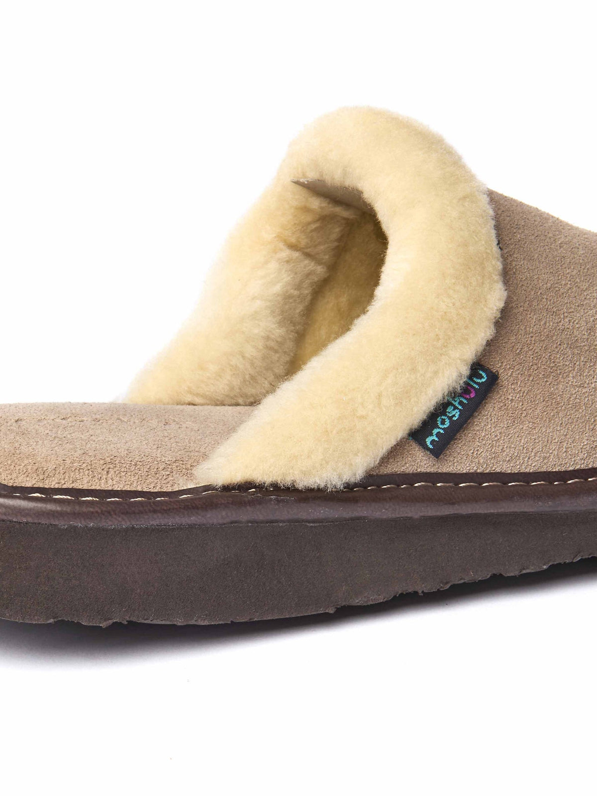Neutral classic suede mule slippers - VITORIA BEIGE