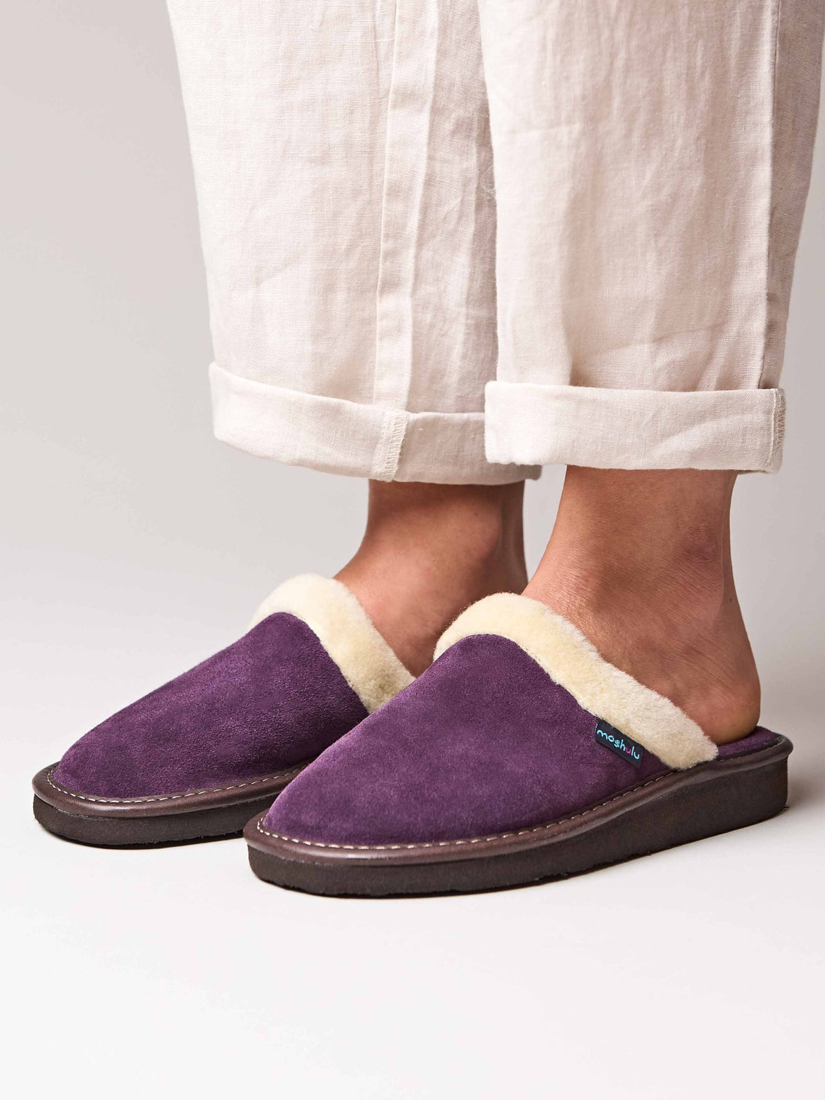 Purple classic suede mule slippers - VITORIA DEEP VIOLET