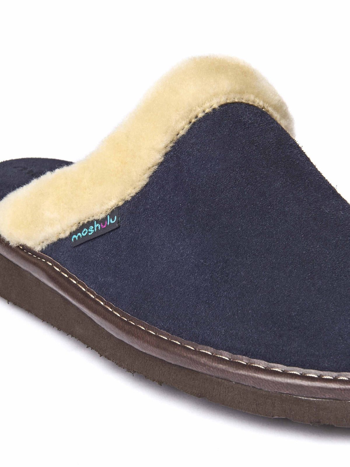 Blue classic suede mule slippers - VITORIA NAVY