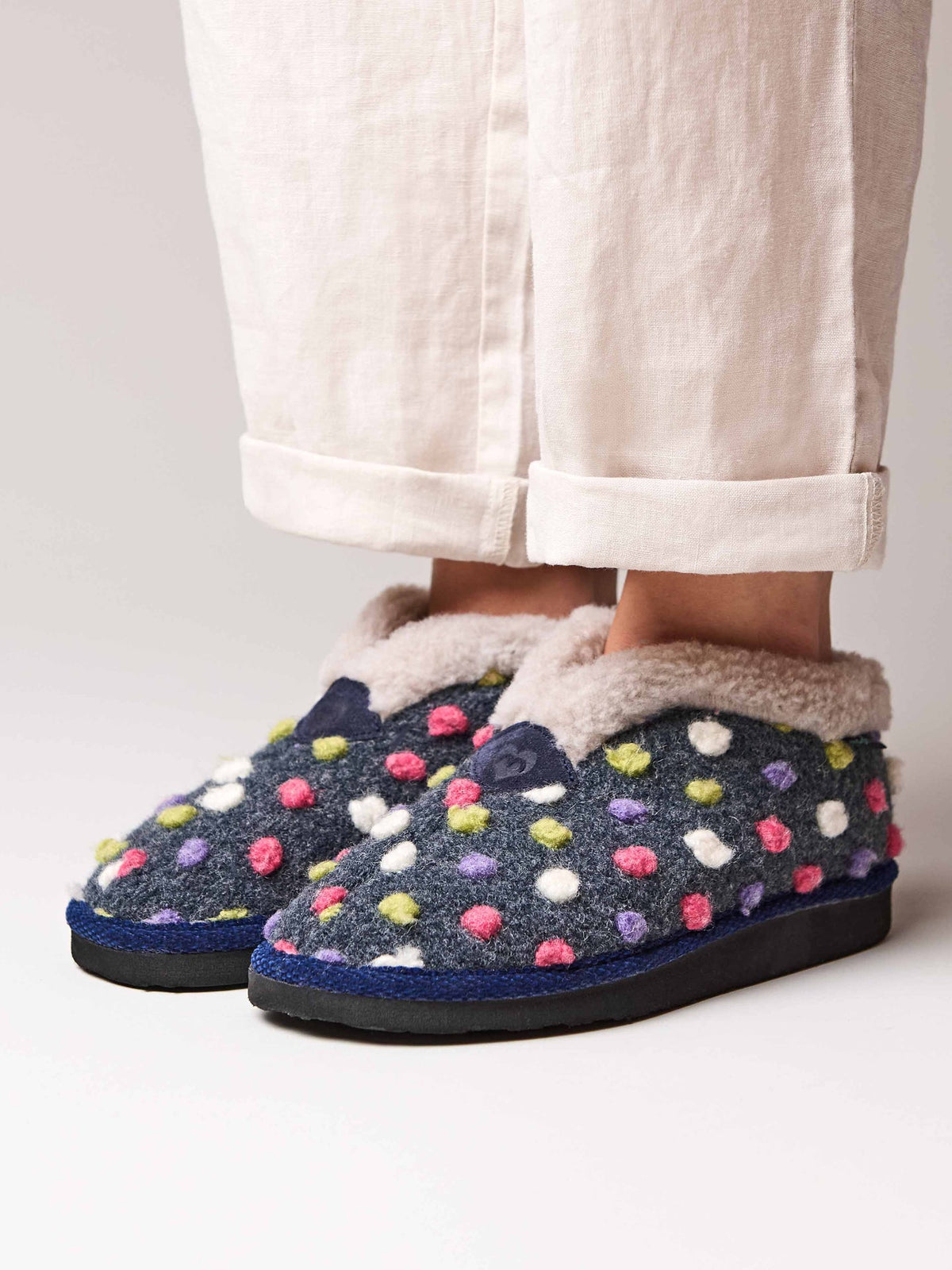 Blue short spotty bootie slippers - BO INDIGO