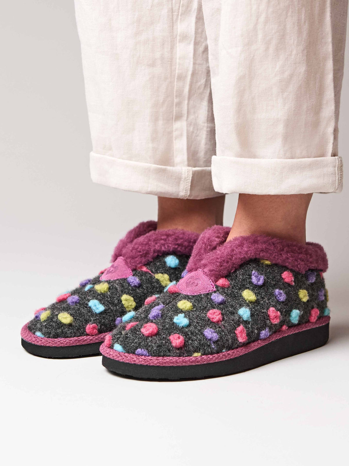 Grey short spotty bootie slippers - BO SHADOW