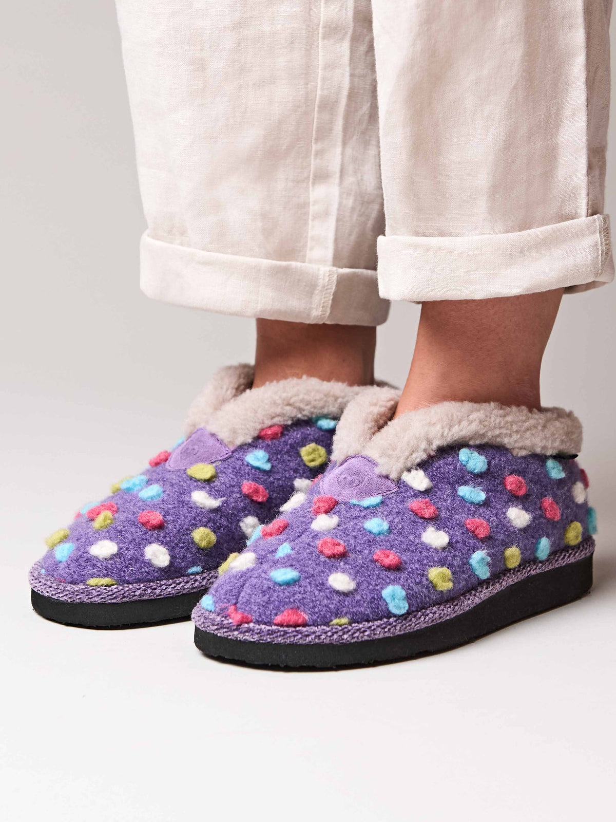 Purple short spotty bootie slippers - BO VIOLET