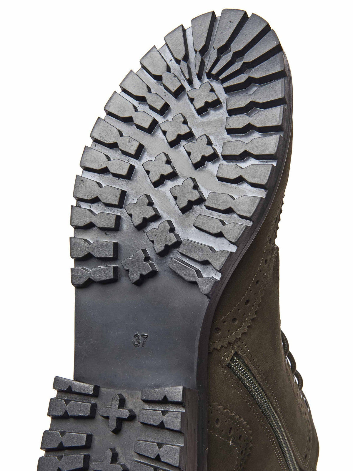 Green fluffy lined leather brogue boot - FILICO WARMLINED OLIVE GREEN NUBUCK