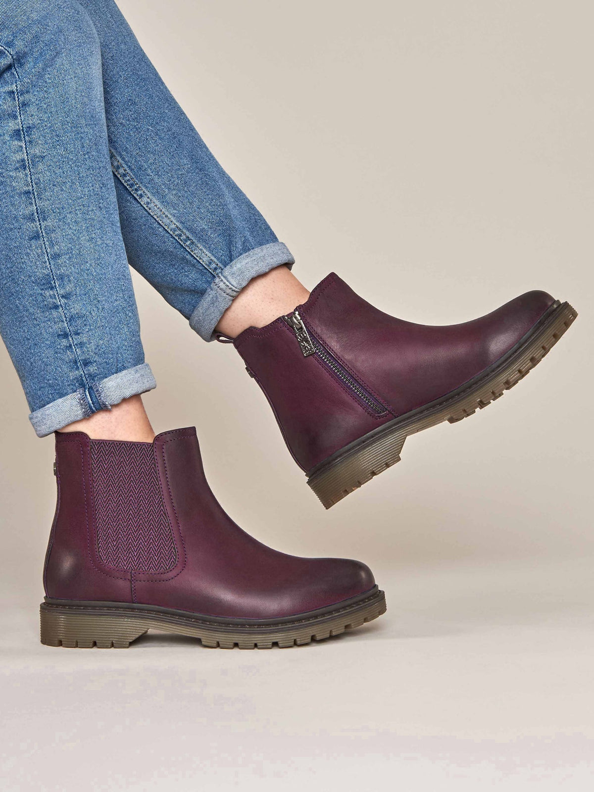 Purple chunky Chelsea boot - SKERRY 2 PLUM WAXY