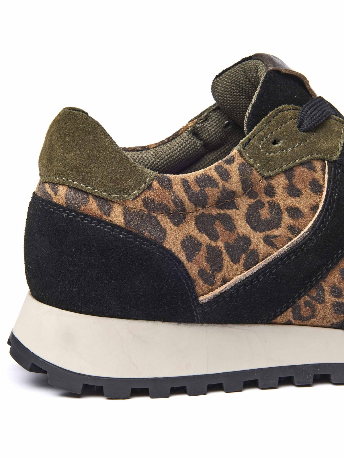 Black sporty lace up trainer - REMI BLACK/LEOPARD