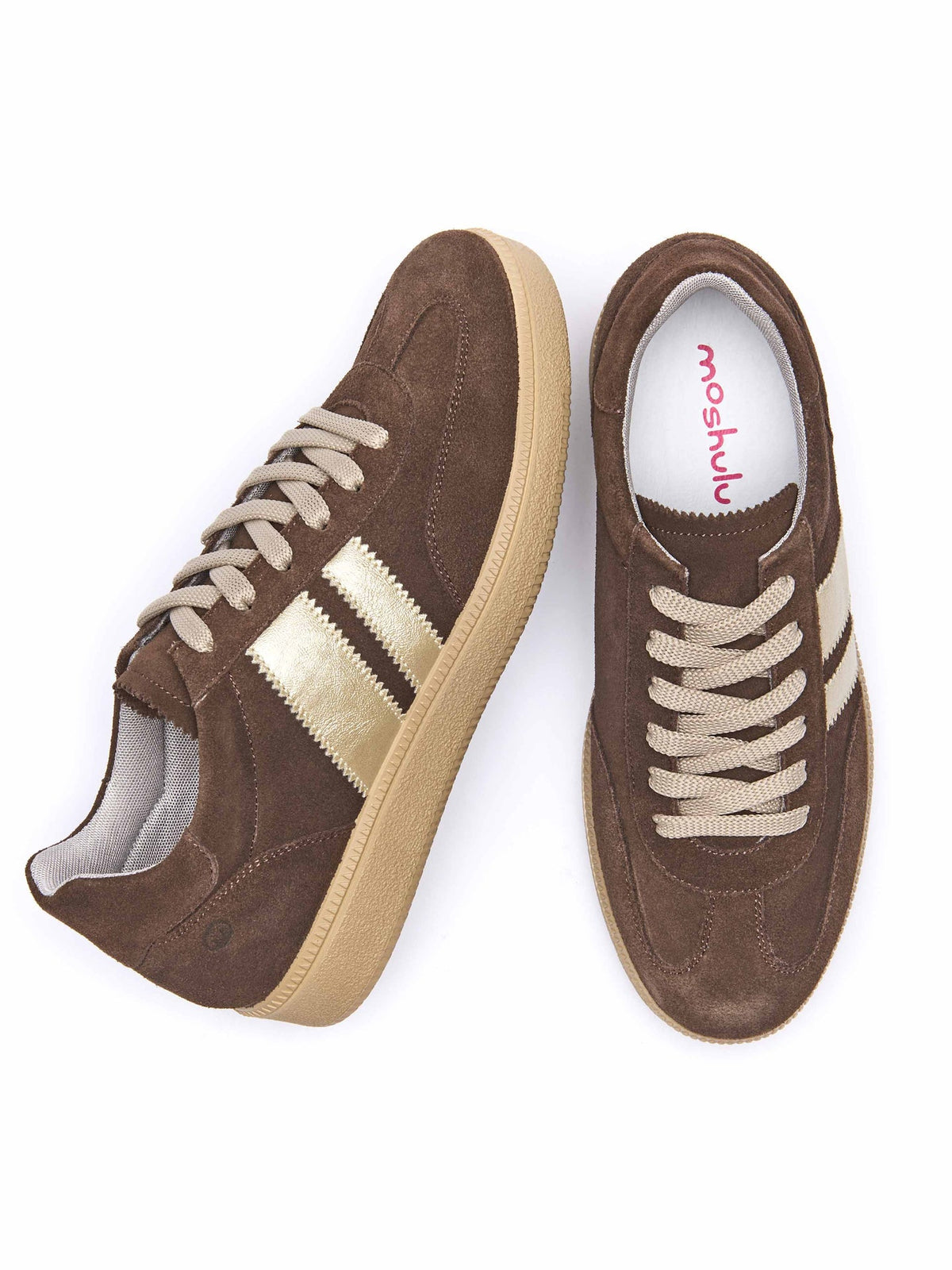 Brown colourful and metallic fashion trainers - JESS BROWN SUEDE