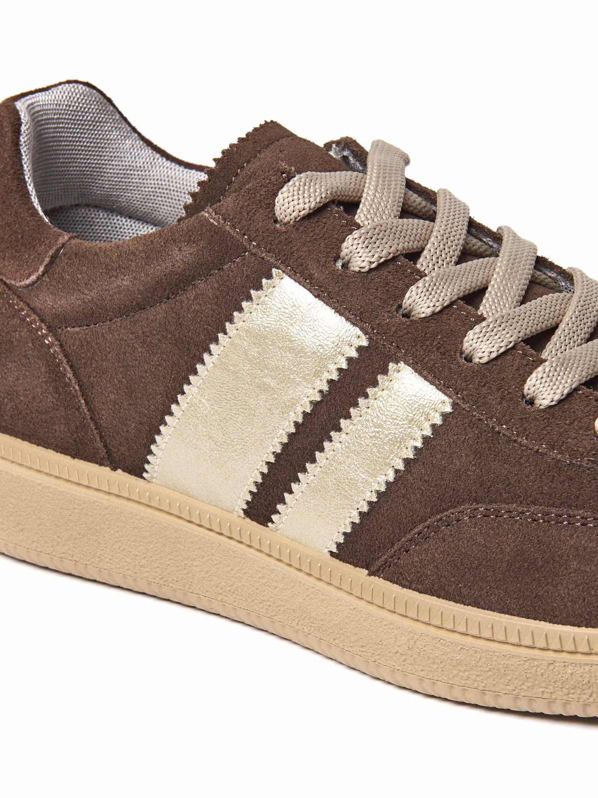 Brown colourful and metallic fashion trainers - JESS BROWN SUEDE