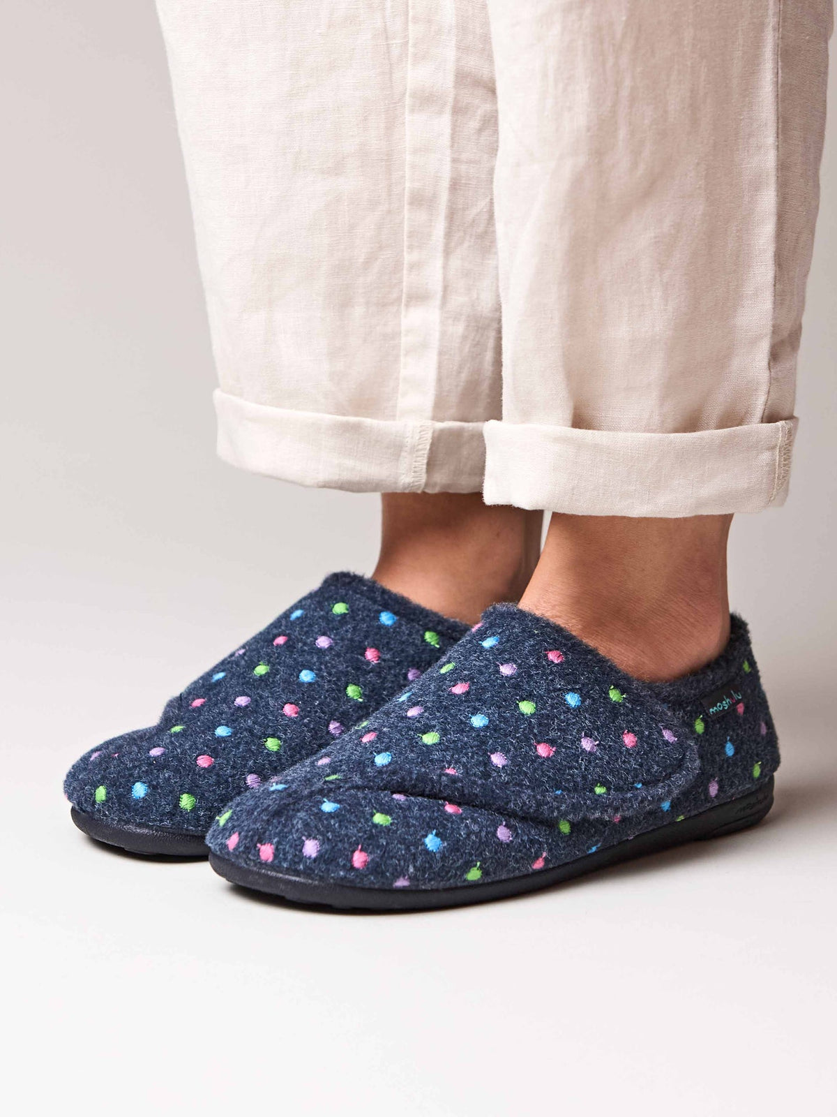 Blue adjustable touch fastening slipper - WATKIN NAVY