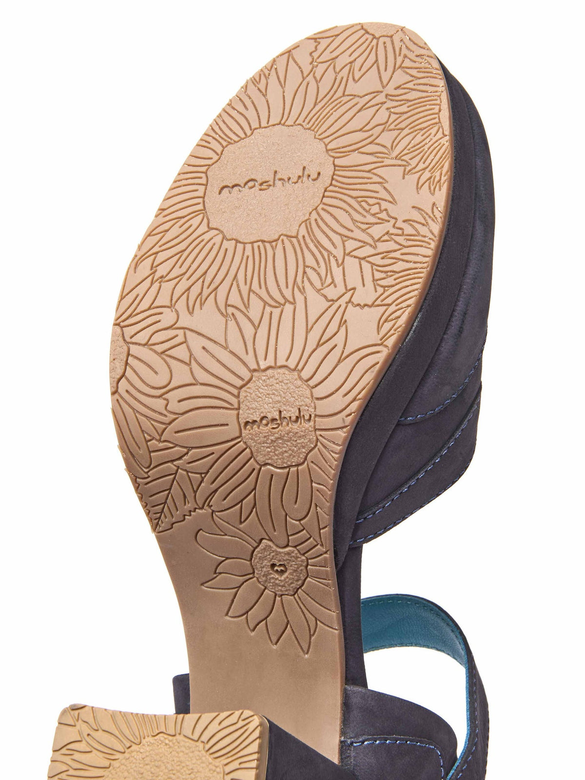 Blue closed toe chunky heeled shoes - HAZUMI INDIGO NUBUCK