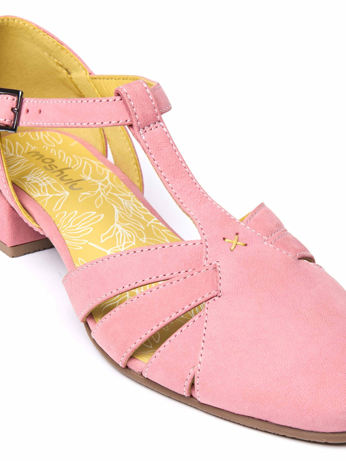 Pink almond-toe vintage style shoes - SAYURI CORAL PINK NUBUCK
