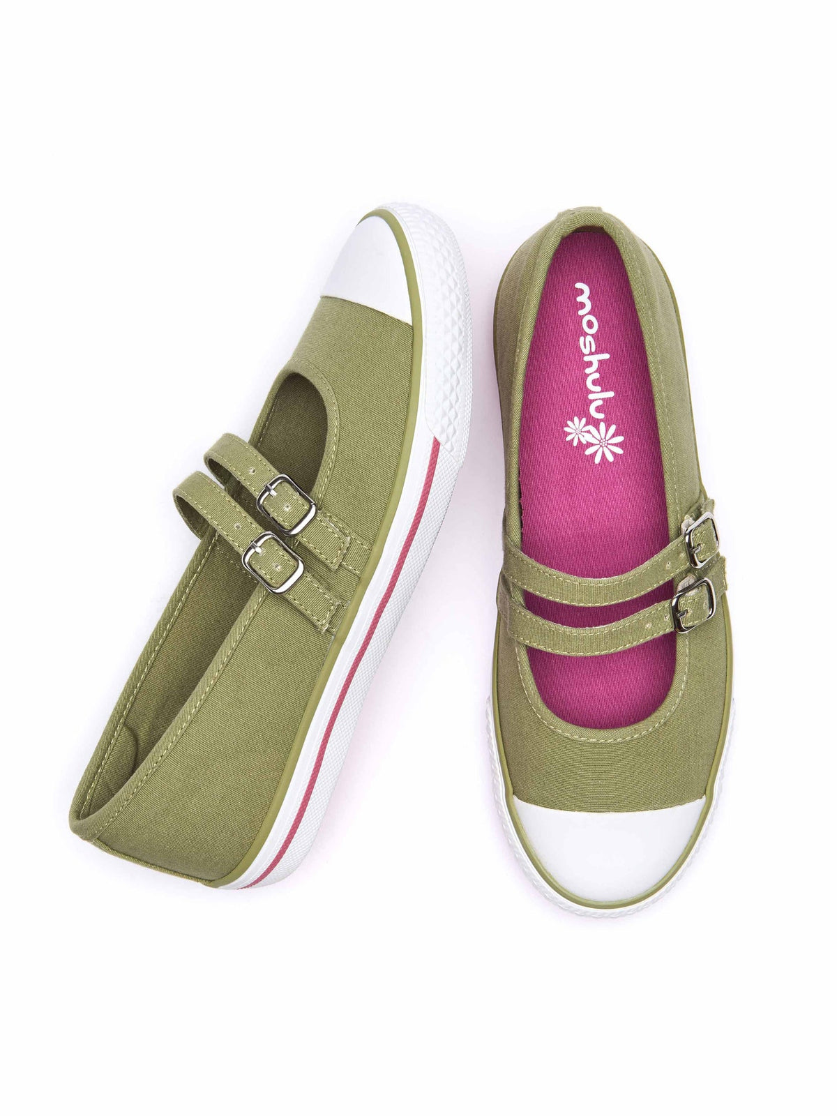 Green double strap ballerina style trainer - MARZIO LICHEN GREEN