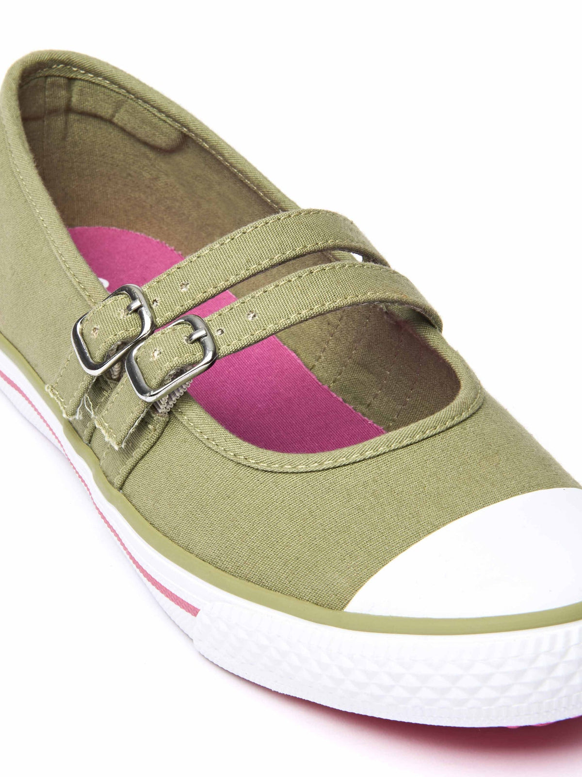 Green double strap ballerina style trainer - MARZIO LICHEN GREEN