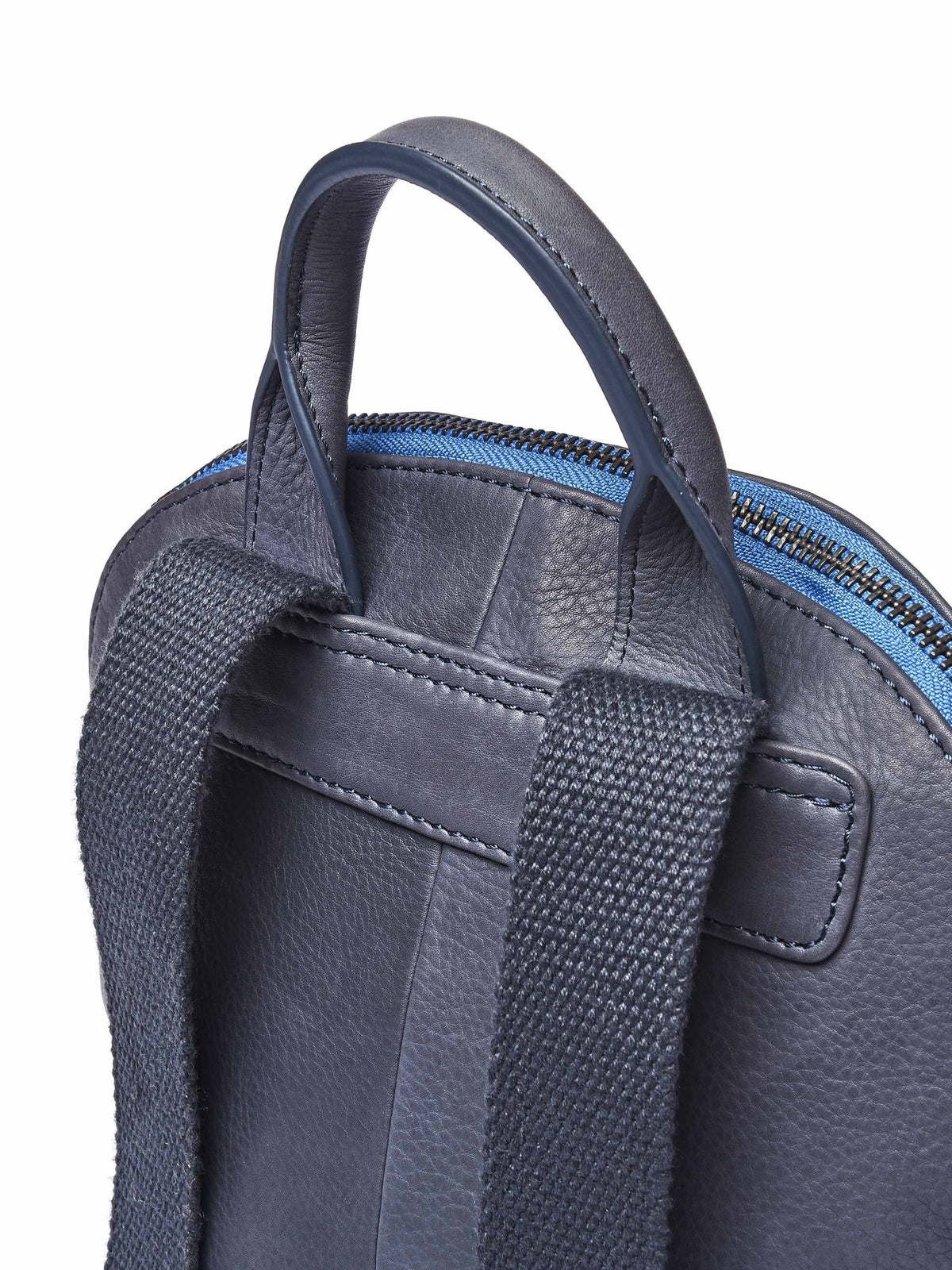 Blue leather backpack with scallop edge - CARNEDD INDIGO LEATHER