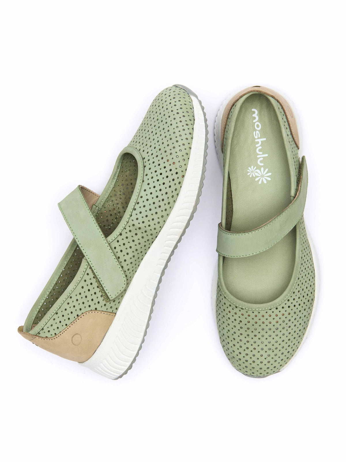 Green sports style ballerina trainer - AMARA SAGE GREEN NUBUCK