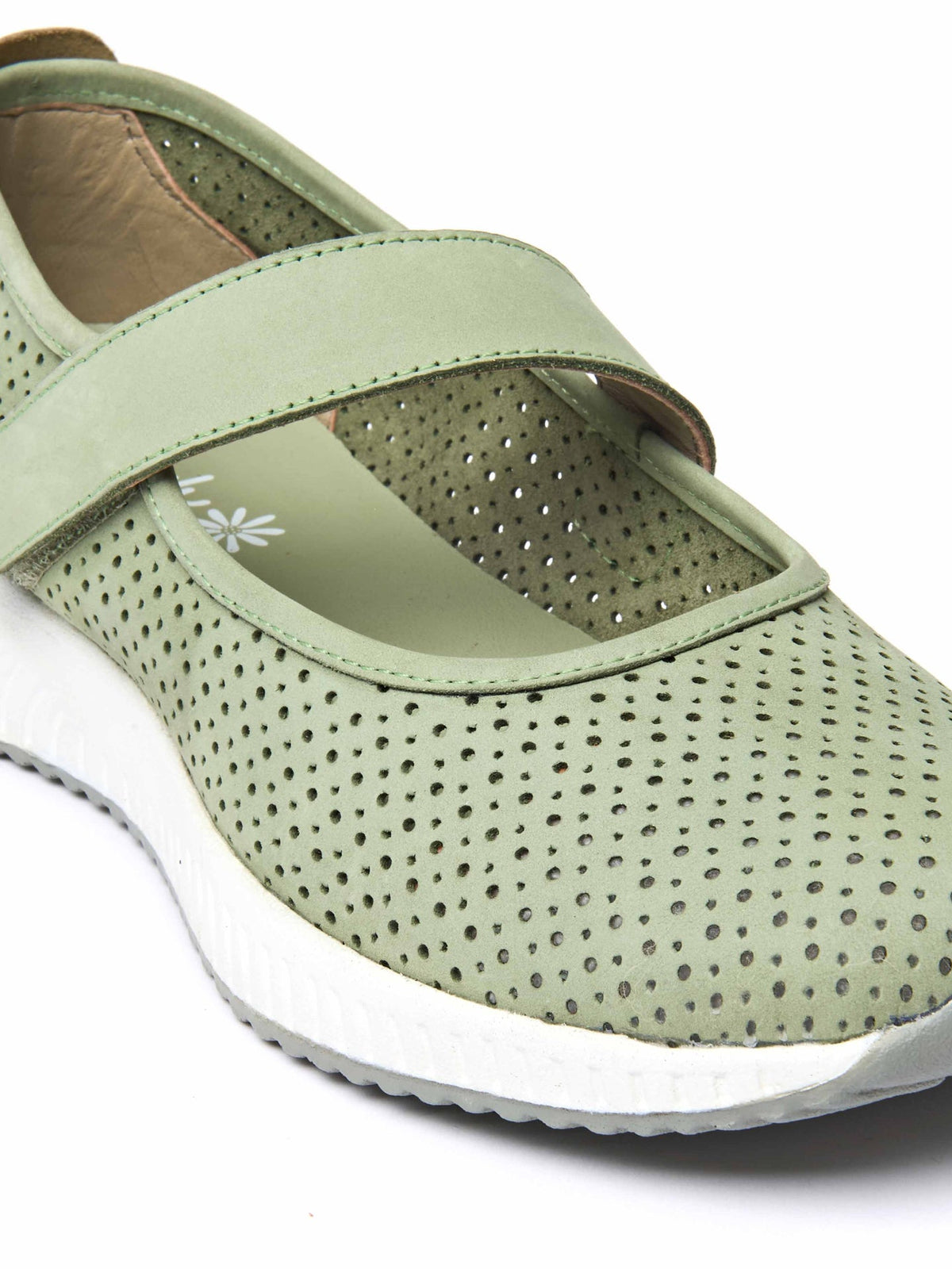 Green sports style ballerina trainer - AMARA SAGE GREEN NUBUCK