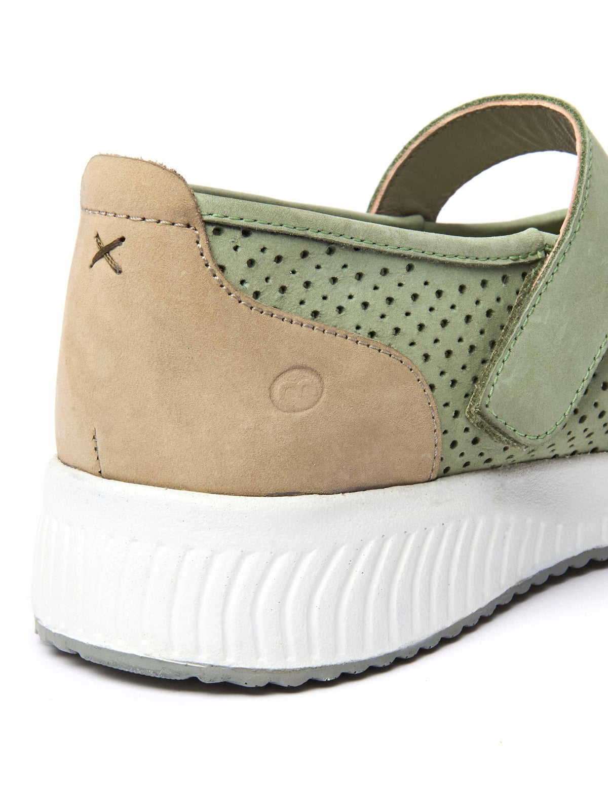 Green sports style ballerina trainer - AMARA SAGE GREEN NUBUCK