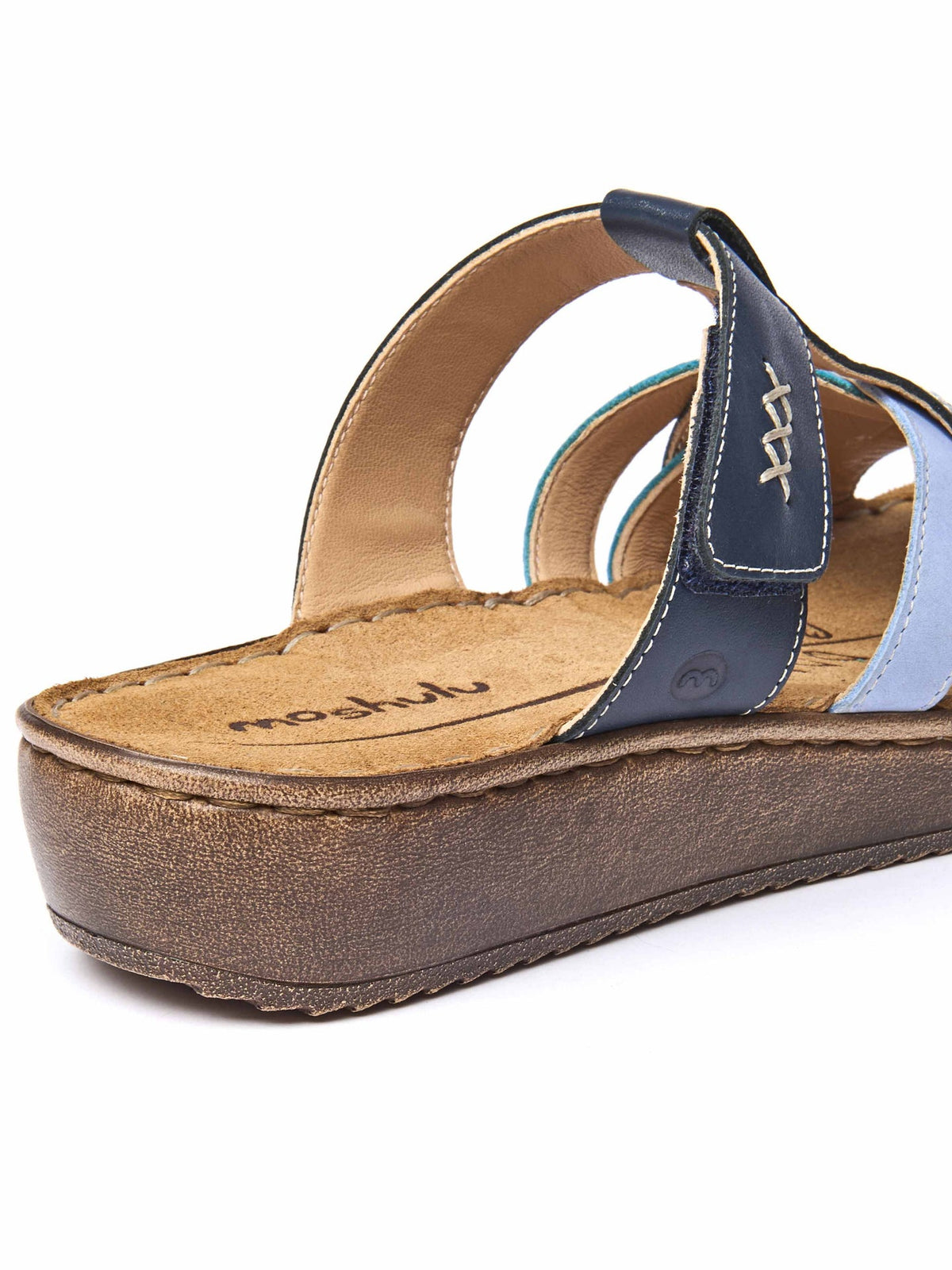 Blue multi-coloured slip on sandals - ZAHARA INDIGO MULTI LEATHER
