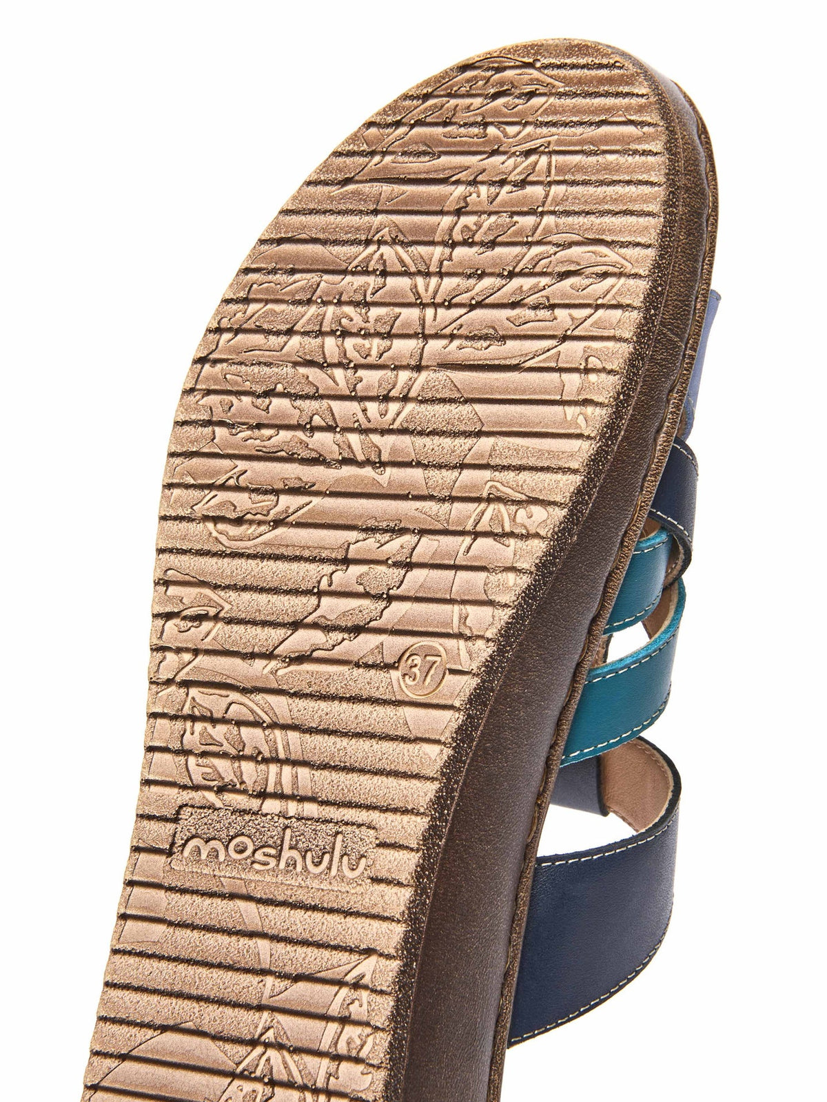 Blue multi-coloured slip on sandals - ZAHARA INDIGO MULTI LEATHER