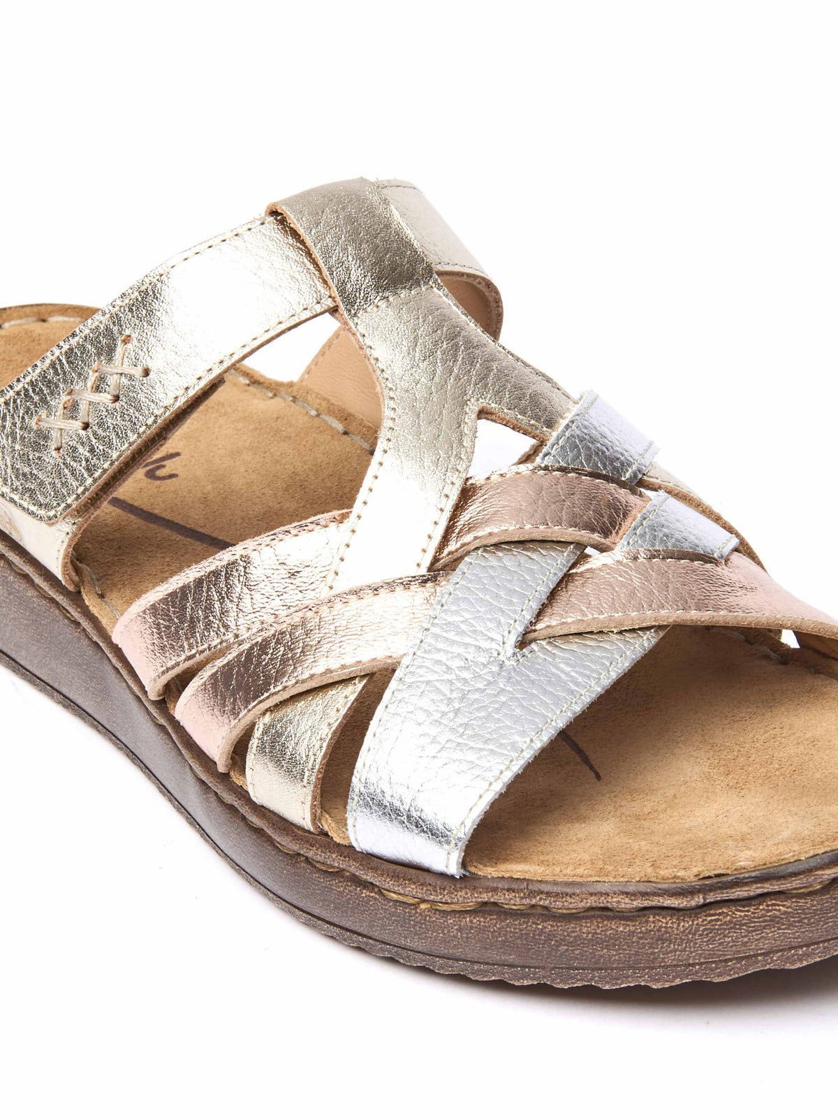 Metallic multi-coloured slip on sandals - ZAHARA METALLIC MULTI LEATHER