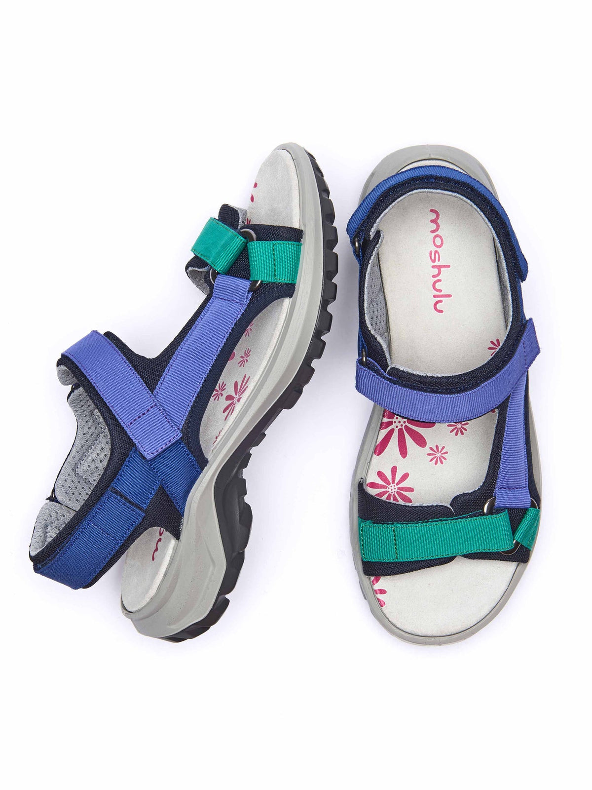 Blue chunky lightweight adventure sandals - LUNE INDIGO MULTI
