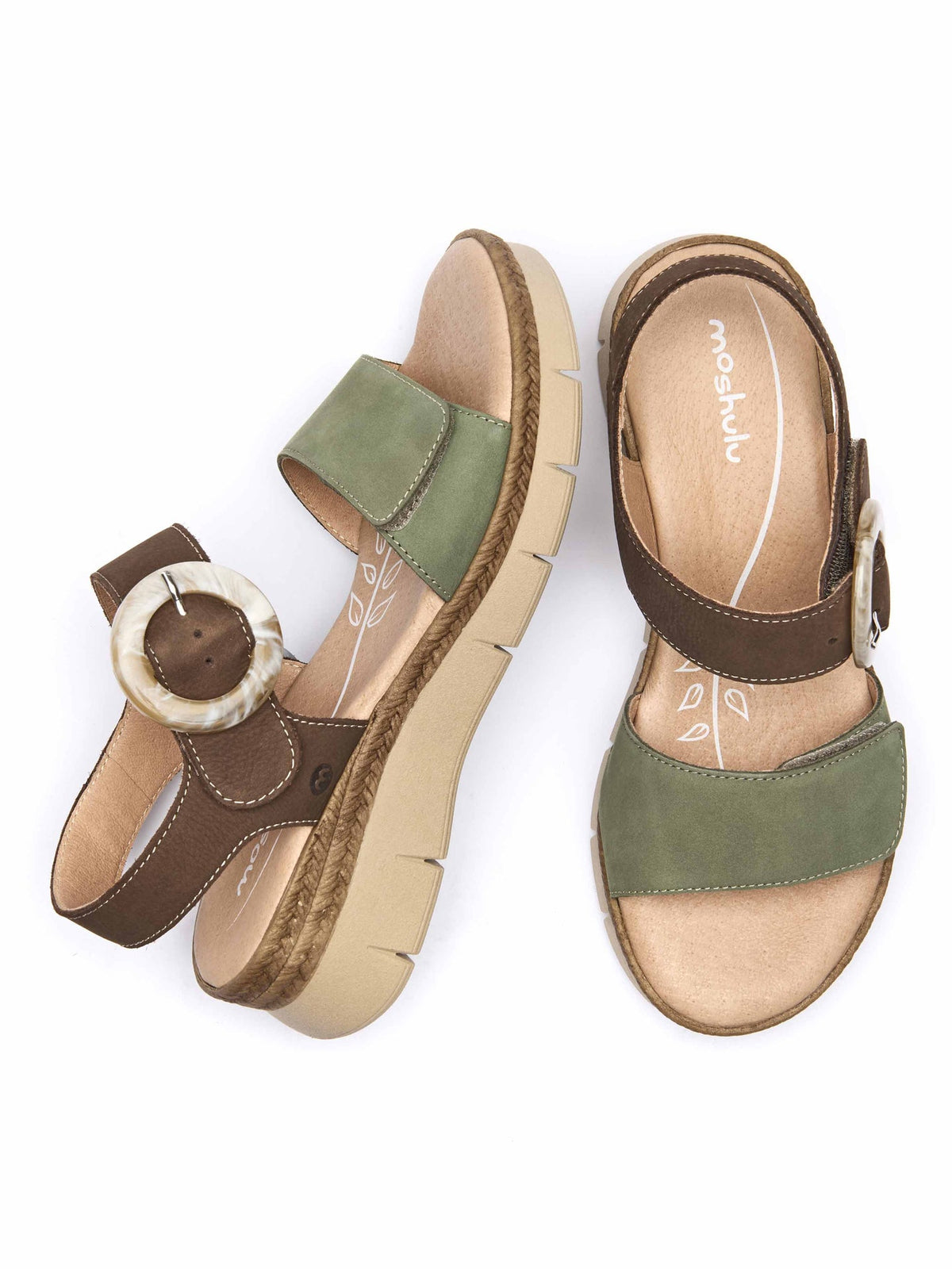 Brown two-toned flexible sandals - PENHALE BROWN/DARK SAGE NUBUCK