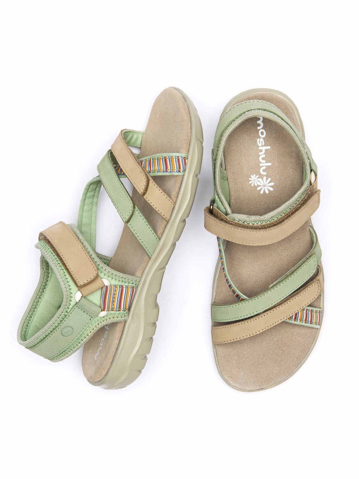 Beige slim multistrap adventure sandals - SEVERN SAND NUBUCK