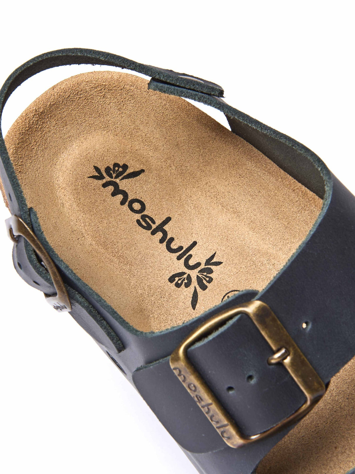 Blue multistrap leather cork footbed sandals - PALME INDIGO WAXY LEATHER