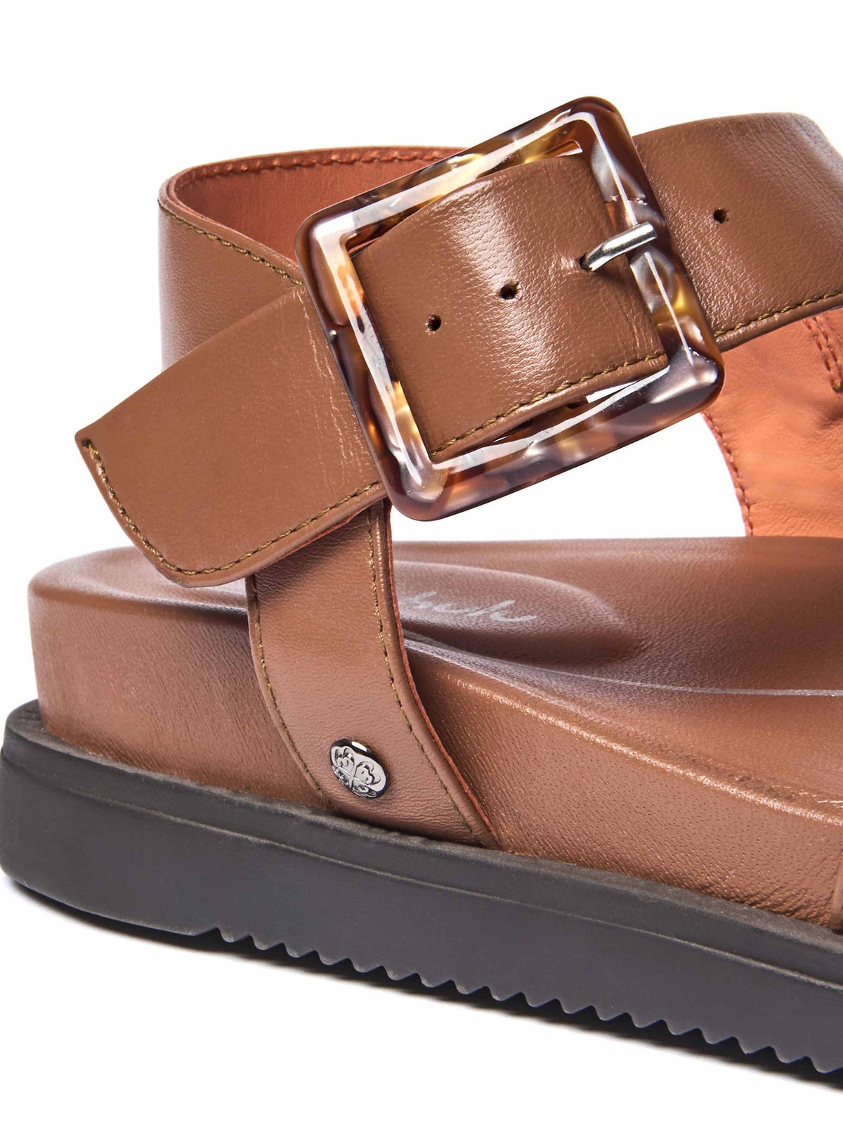 Brown colourful leather buckle sandals - NEWARK 2 TAN LEATHER