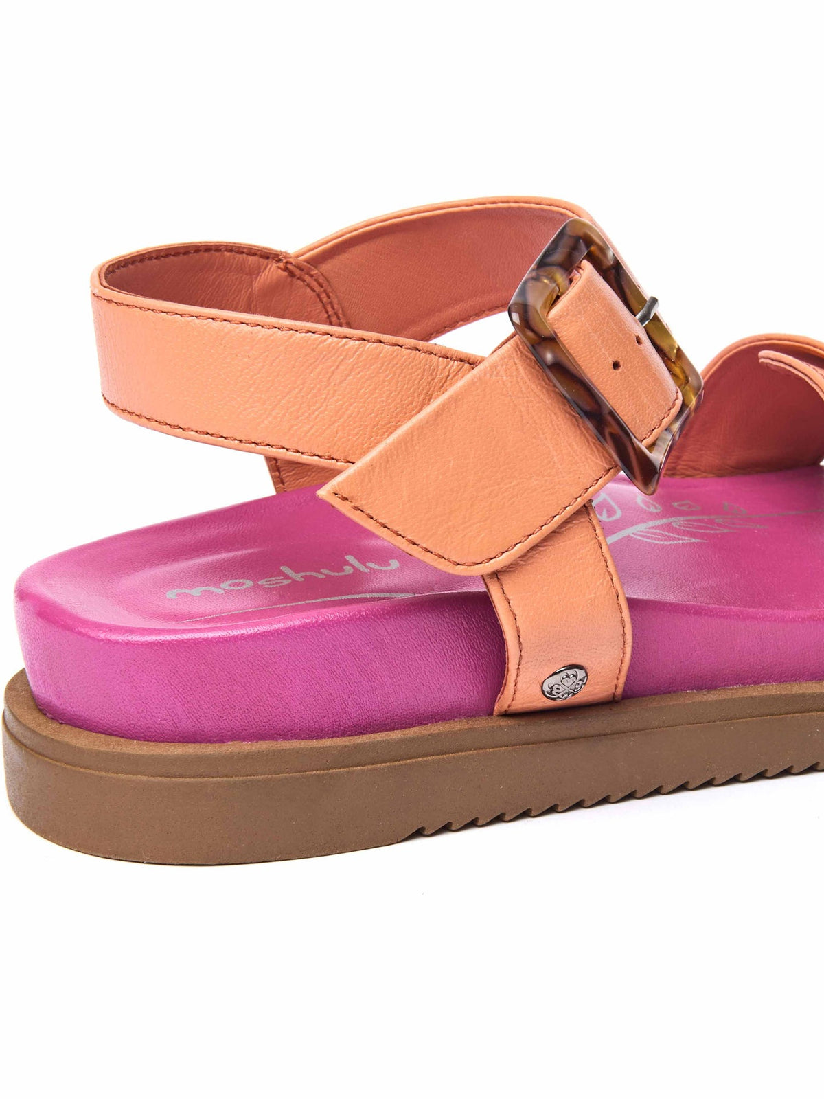 Orange colourful leather buckle sandals - NEWARK 2 PAPAYA/FUCHSIA PINK LEATHER
