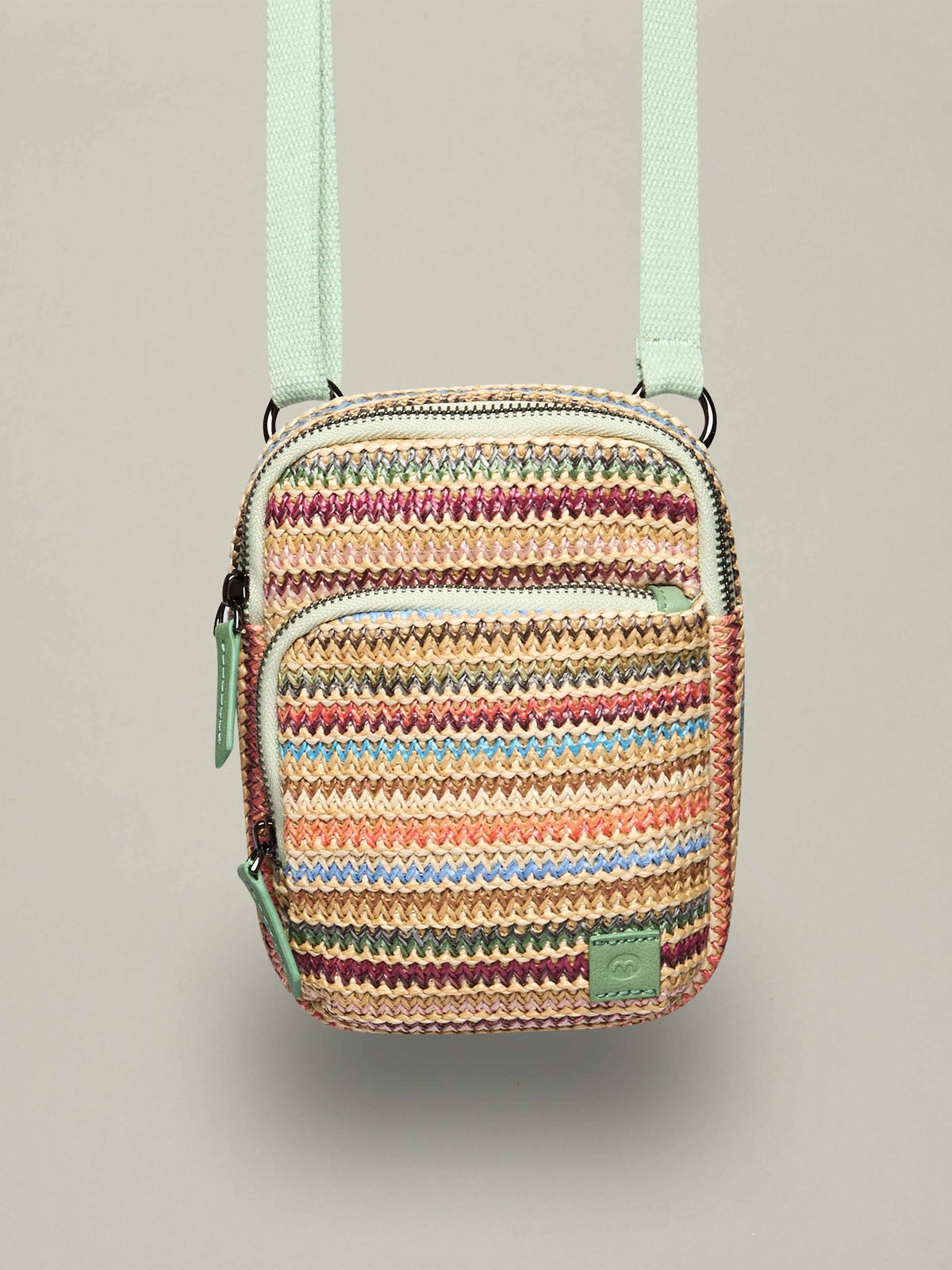 Green ladies' cross-body bag - CATBELLS WOVEN MULTI