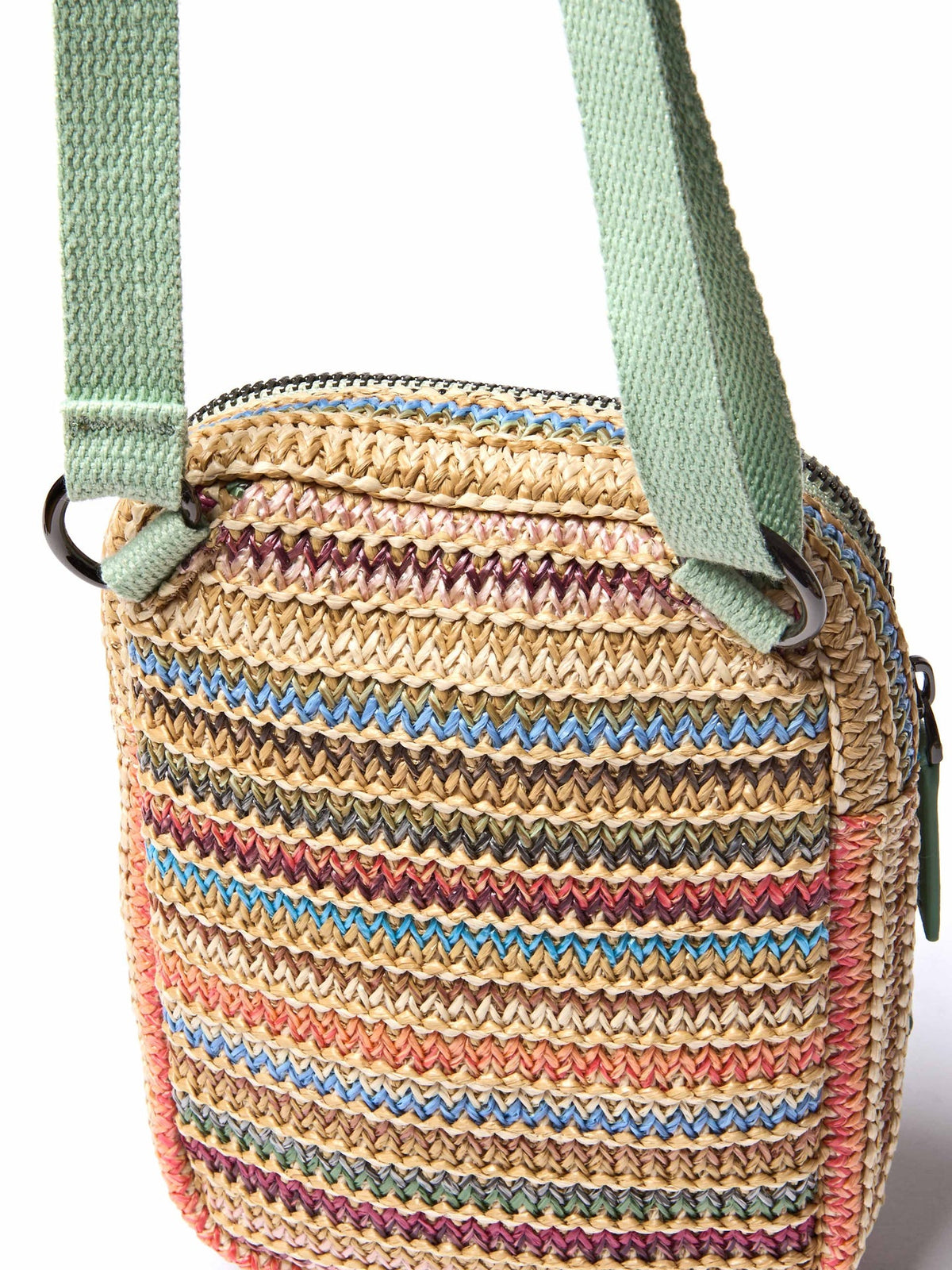 Green ladies' cross-body bag - CATBELLS WOVEN MULTI