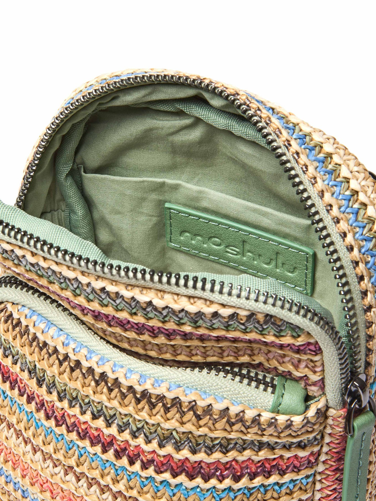 Green ladies' cross-body bag - CATBELLS WOVEN MULTI