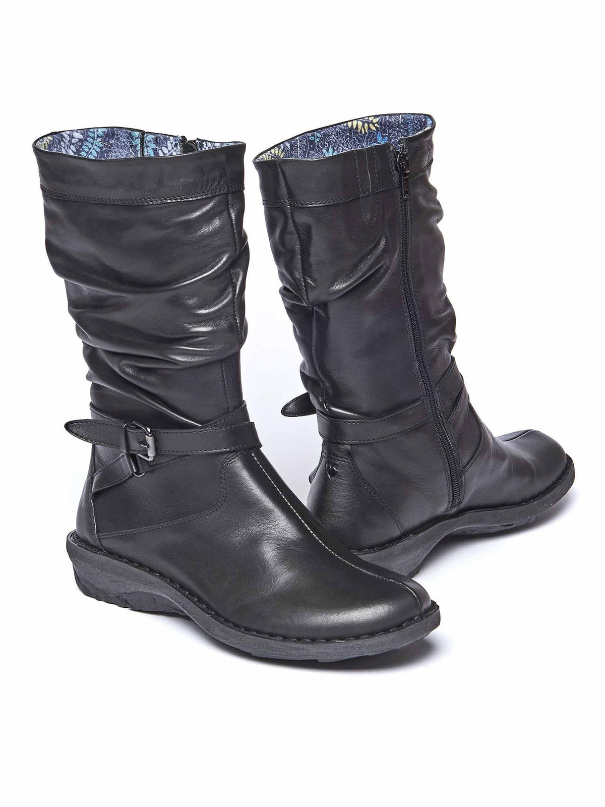 Black side zip chunky ankle boots - TEACAKE BLACK