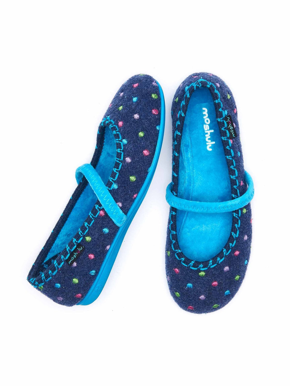 Blue spotty ballet bar slippers - CARAMEL DENIM