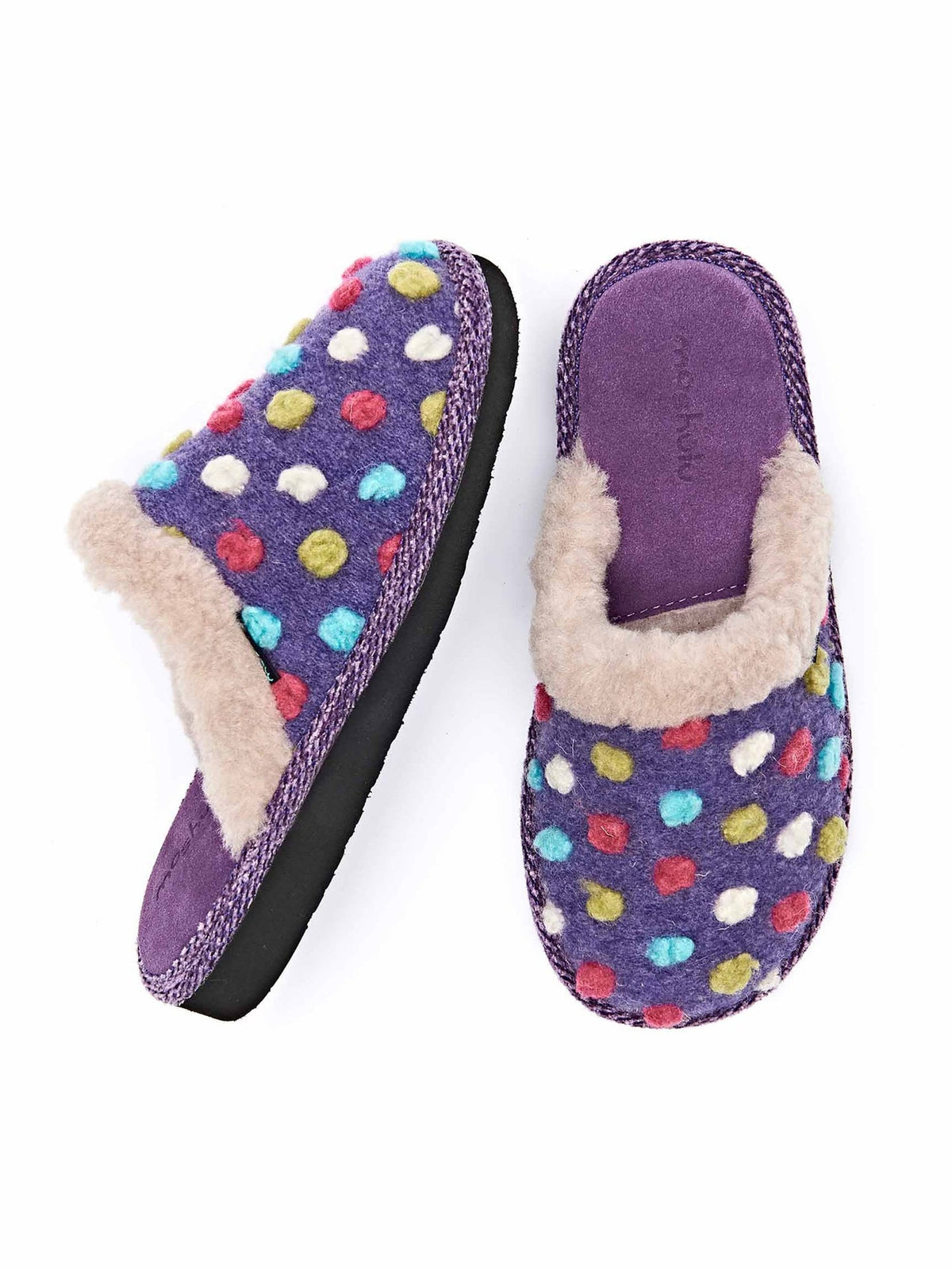 Purple colourful spotty mule slippers - MALIA 2 VIOLET