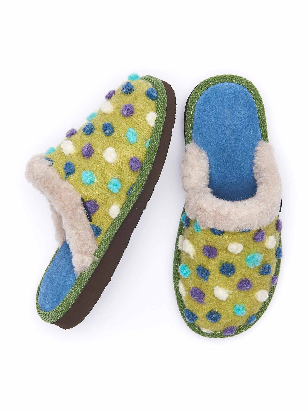 Green colourful spotty mule slippers - MALIA 2 MATCHA GREEN