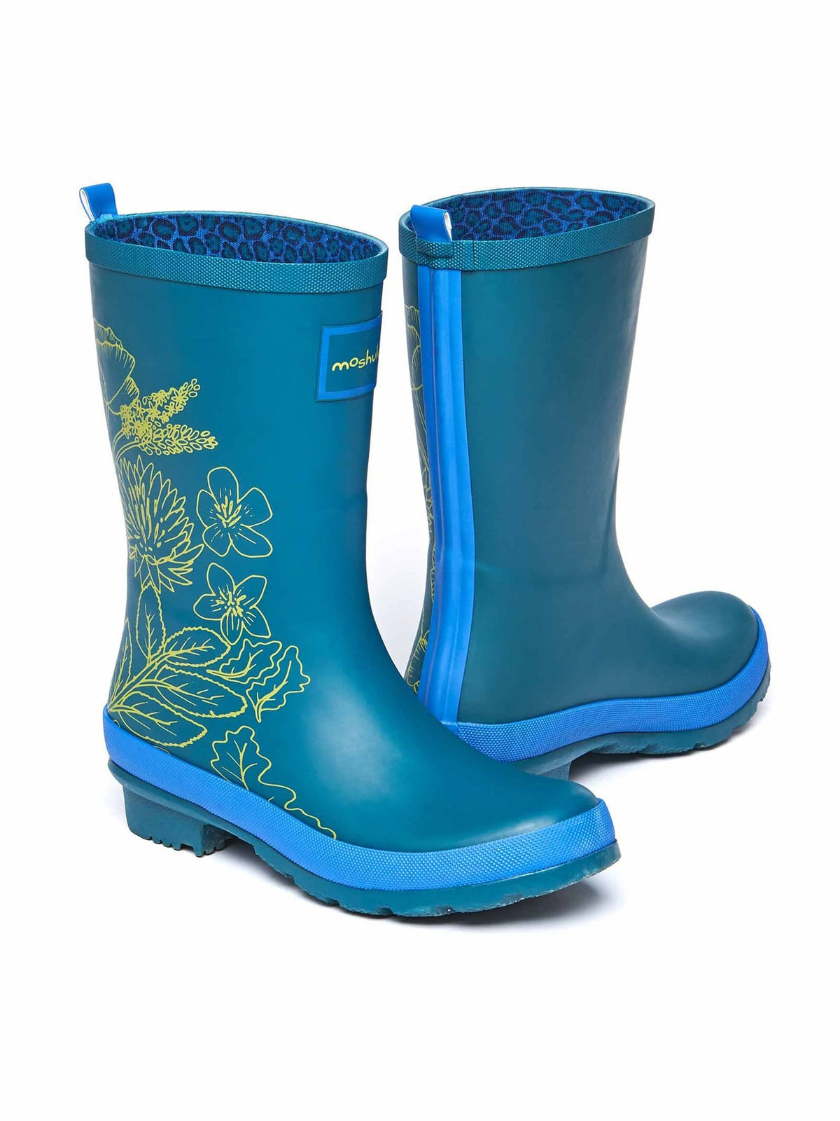 Green colourful mid-length wellies - DOWNPOUR LAGOON FLORAL