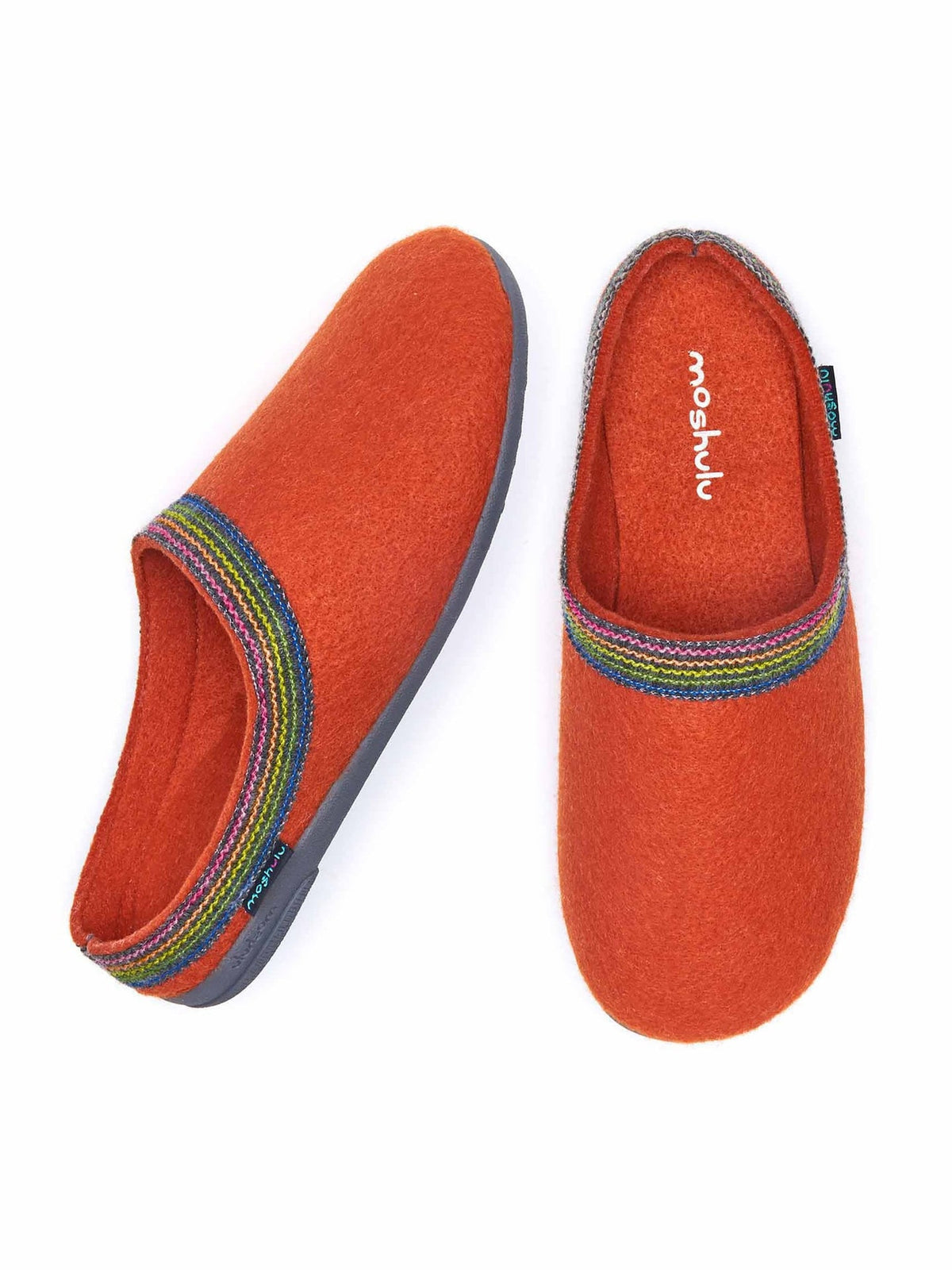 Orange recycled felt Turkish mule slippers - MIRISSA ORANGE