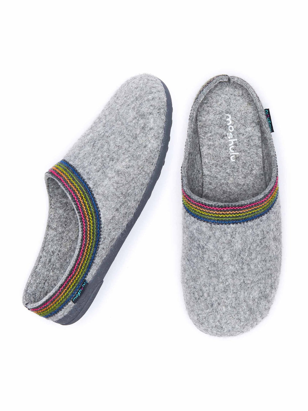 Grey recycled felt Turkish mule slippers - MIRISSA CHARCOAL