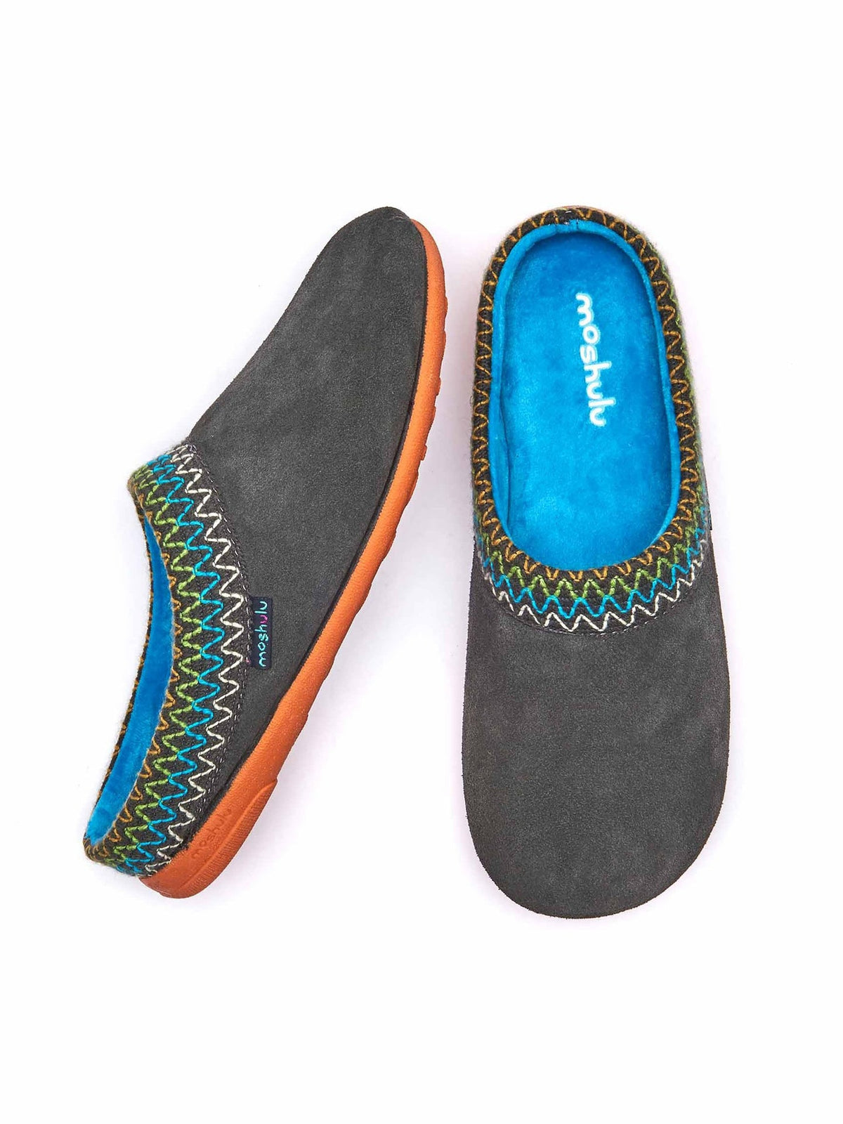 Grey Embroidered Turkish mule slippers - ANVIK GREY