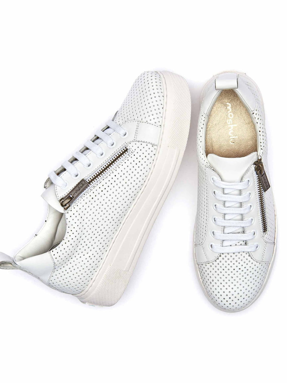 White flatform zip trainers - DAWLISH WHITE