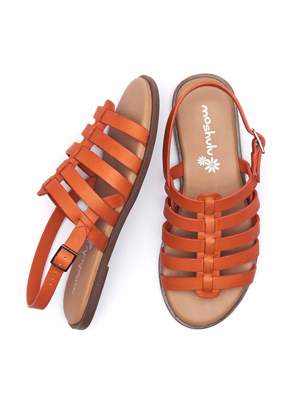 Orange Leather gladiator sandals - TREGANTLE ORANGE