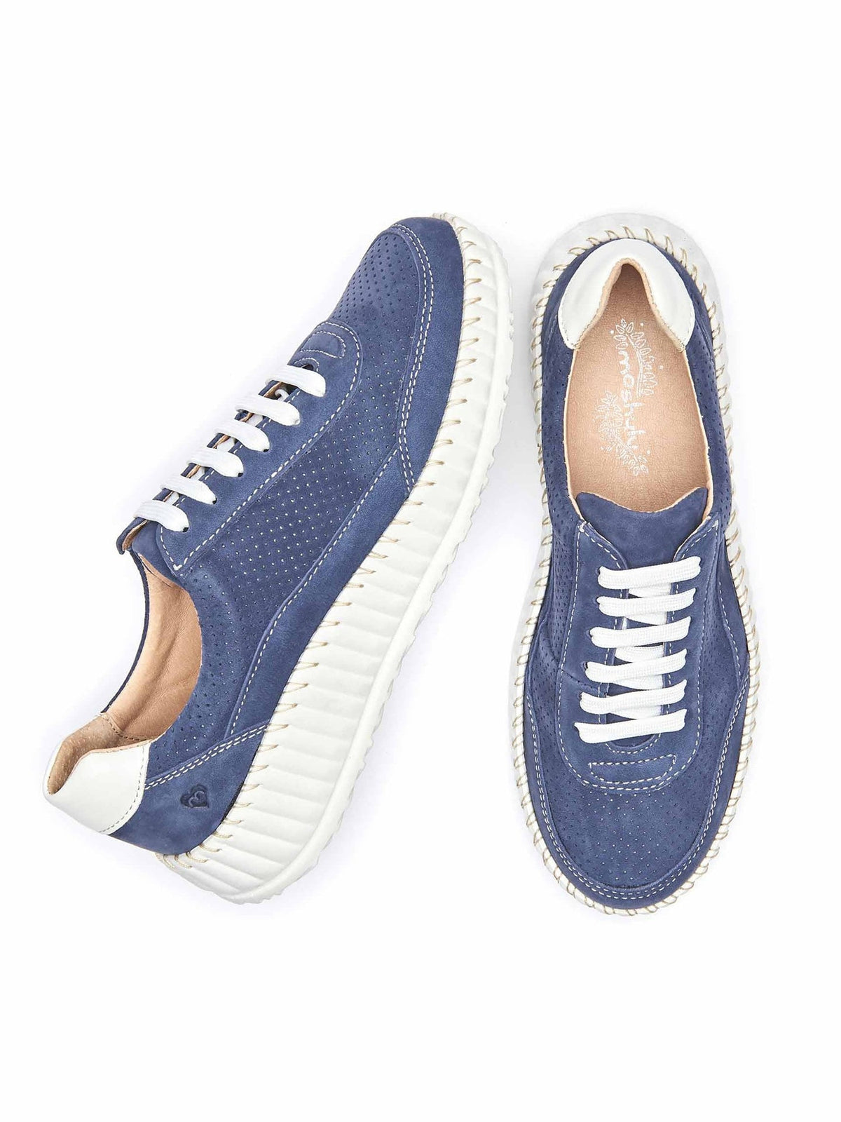 Blue Nubuck wedge trainers - STRETE INDIGO