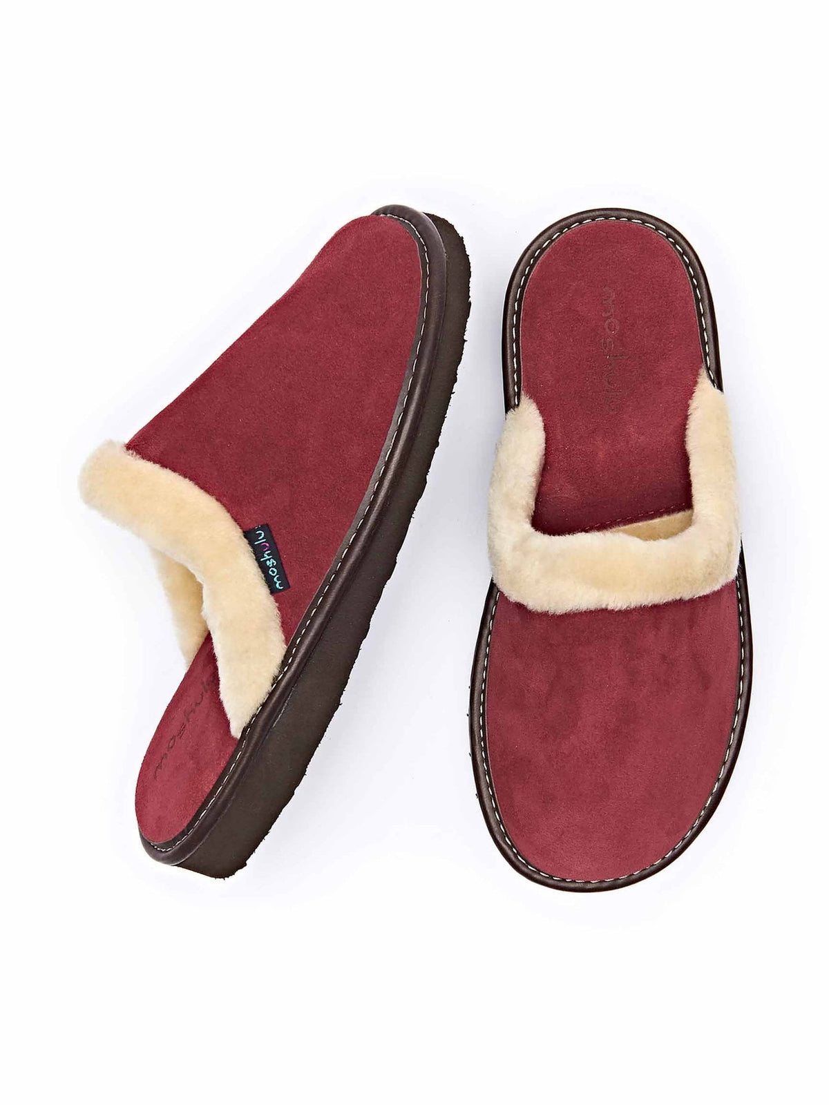 Red classic suede mule slippers - VITORIA CRANBERRY