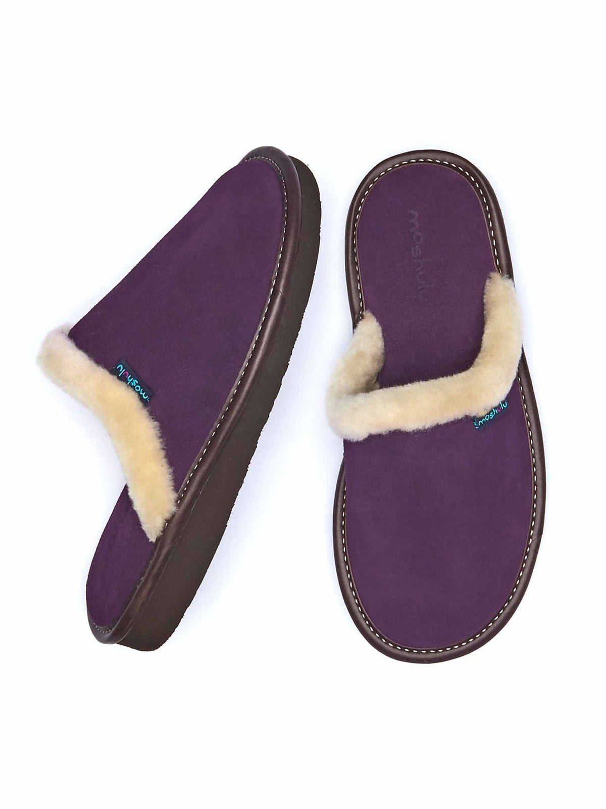 Purple classic suede mule slippers - VITORIA DEEP VIOLET