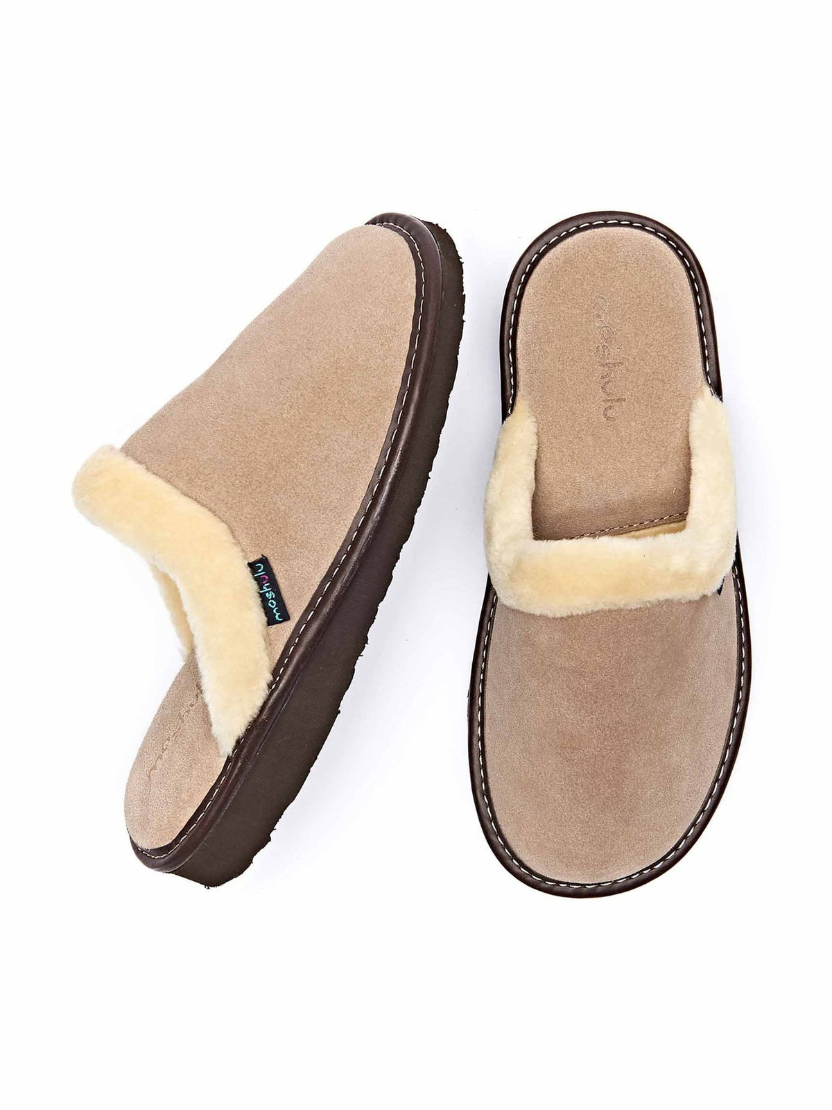 Neutral classic suede mule slippers - VITORIA BEIGE