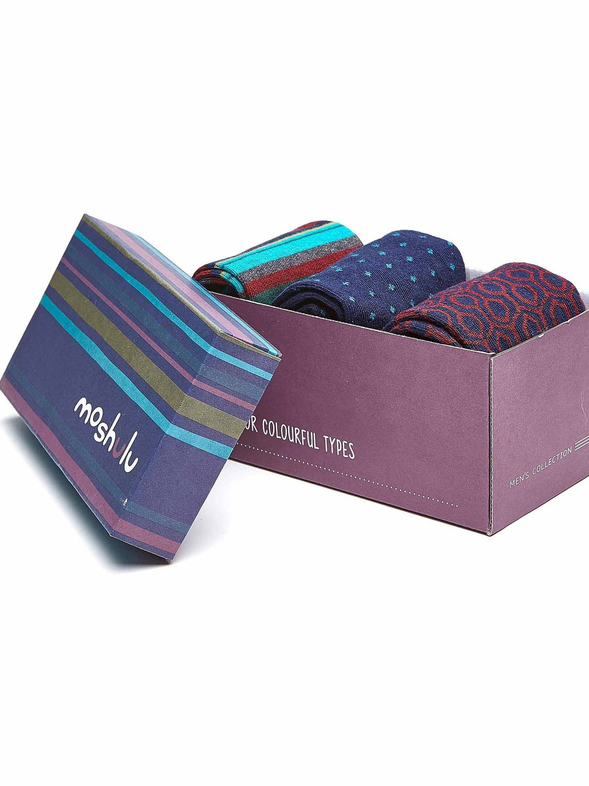 Blue men's cotton-rich sock box - INKY POOLS SOCK BOX NAVY MULTI