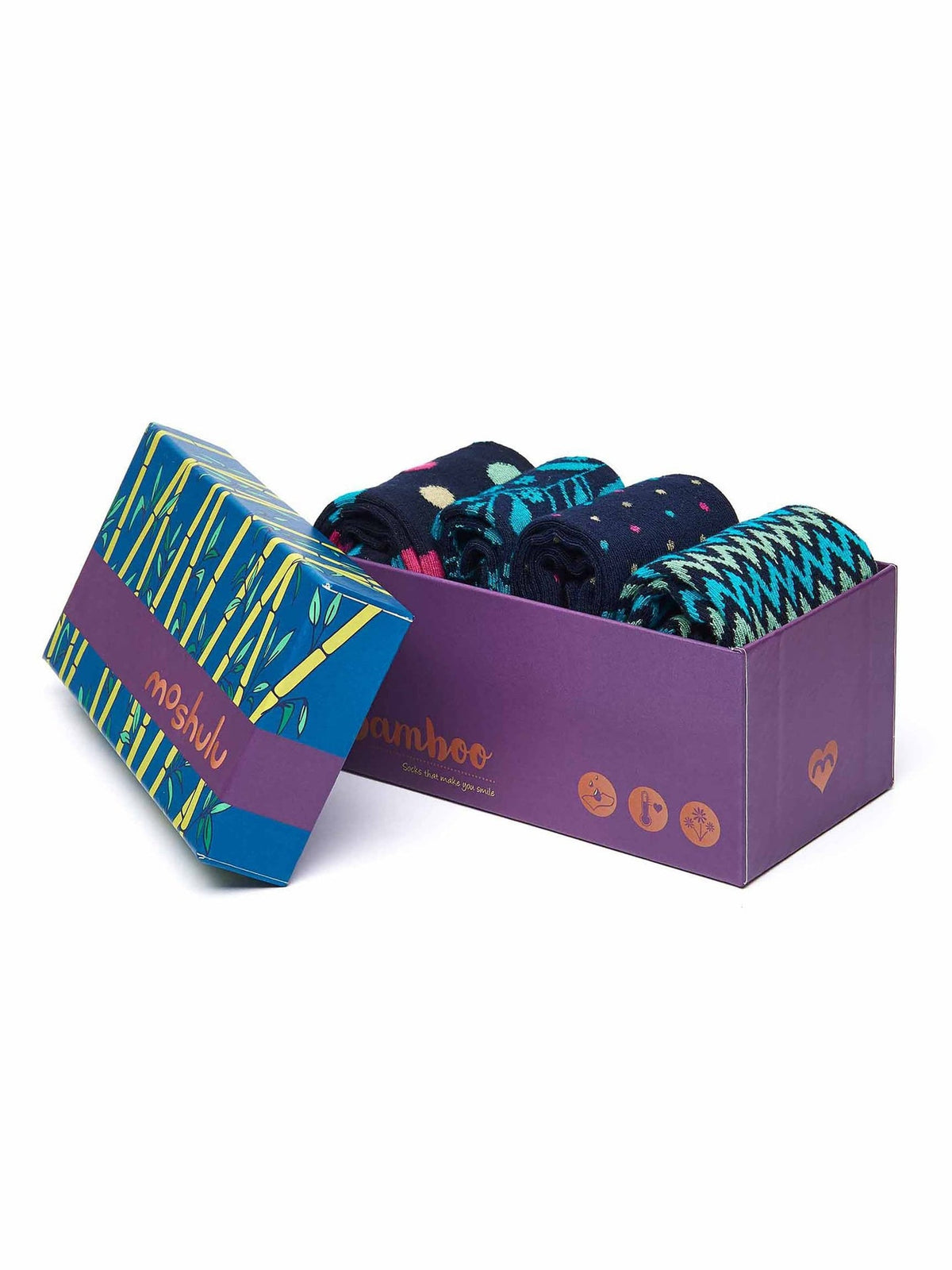 Multi colourful bamboo sock box - JOYFUL JAPES BAMBOO SOCK BOX MULTI